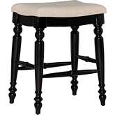 Marino Backless Counter Stool in Neutral Fabric & Black Wood